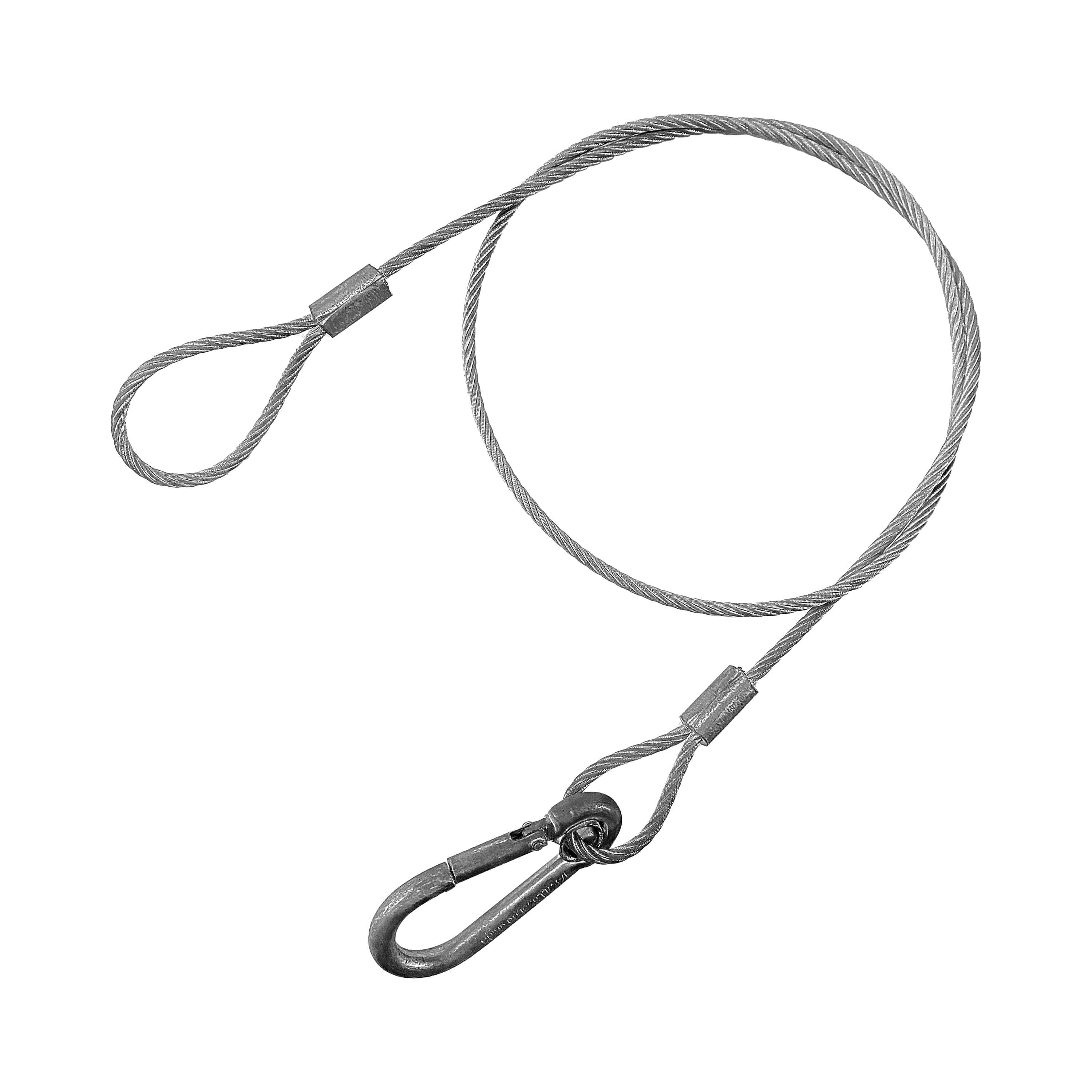 Double-loop safety cable with snap for film lighting equipment